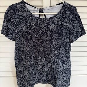 Talbots Navy and White Tee